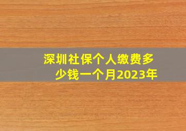 深圳社保个人缴费多少钱一个月2023年