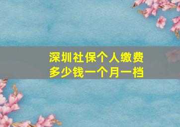 深圳社保个人缴费多少钱一个月一档