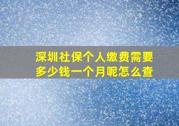 深圳社保个人缴费需要多少钱一个月呢怎么查