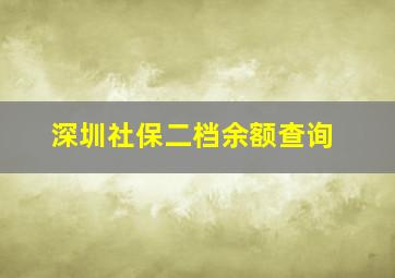 深圳社保二档余额查询