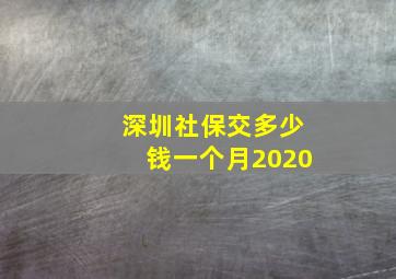 深圳社保交多少钱一个月2020