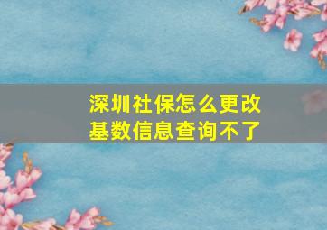 深圳社保怎么更改基数信息查询不了