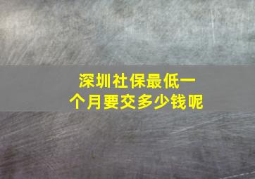 深圳社保最低一个月要交多少钱呢