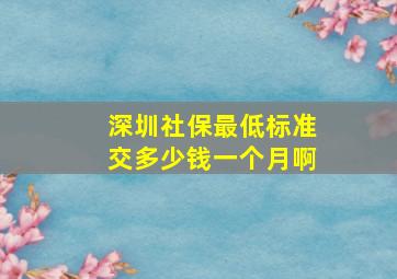 深圳社保最低标准交多少钱一个月啊