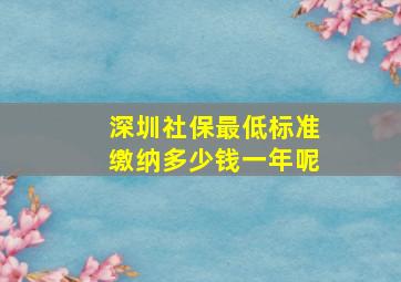 深圳社保最低标准缴纳多少钱一年呢