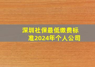 深圳社保最低缴费标准2024年个人公司