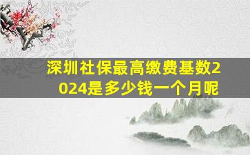 深圳社保最高缴费基数2024是多少钱一个月呢