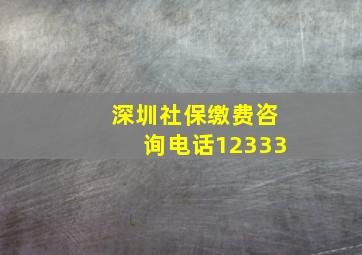 深圳社保缴费咨询电话12333