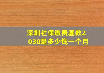 深圳社保缴费基数2030是多少钱一个月