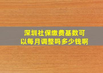 深圳社保缴费基数可以每月调整吗多少钱啊