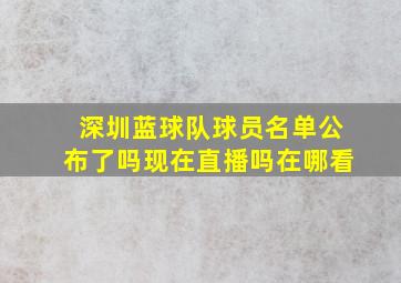 深圳蓝球队球员名单公布了吗现在直播吗在哪看