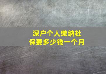 深户个人缴纳社保要多少钱一个月