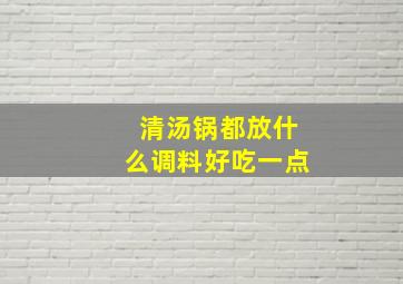 清汤锅都放什么调料好吃一点