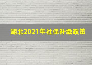 湖北2021年社保补缴政策