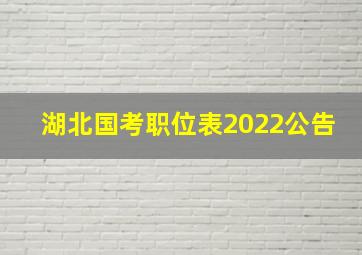 湖北国考职位表2022公告