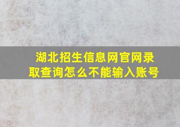 湖北招生信息网官网录取查询怎么不能输入账号