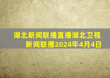 湖北新闻联播直播湖北卫视新闻联播2024年4月4日