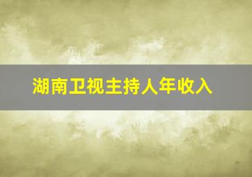 湖南卫视主持人年收入