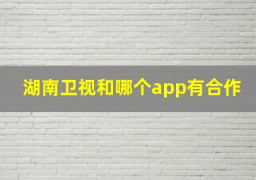 湖南卫视和哪个app有合作