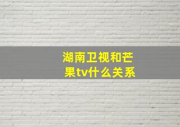 湖南卫视和芒果tv什么关系