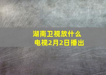 湖南卫视放什么电视2月2日播出