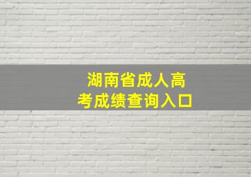 湖南省成人高考成绩查询入口