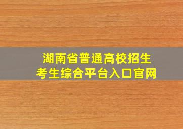 湖南省普通高校招生考生综合平台入口官网