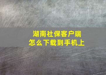 湖南社保客户端怎么下载到手机上