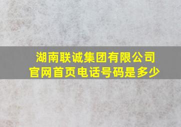 湖南联诚集团有限公司官网首页电话号码是多少