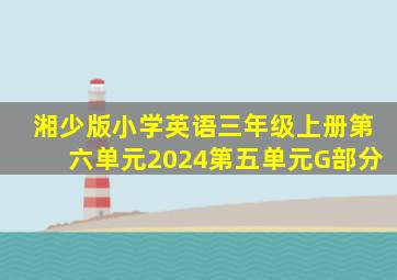 湘少版小学英语三年级上册第六单元2024第五单元G部分