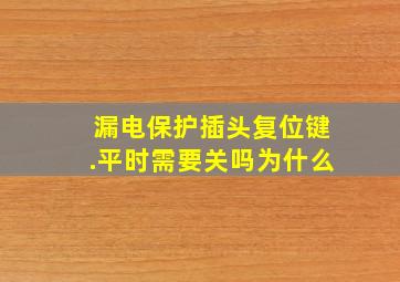 漏电保护插头复位键.平时需要关吗为什么