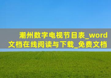 潮州数字电视节目表_word文档在线阅读与下载_免费文档