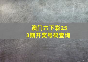 澳门六下彩253期开奖号码查询