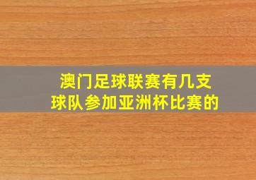 澳门足球联赛有几支球队参加亚洲杯比赛的