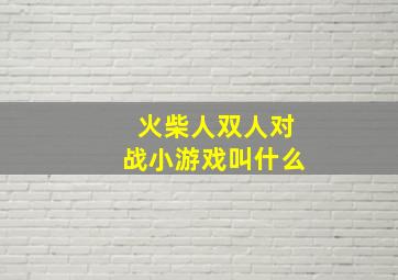 火柴人双人对战小游戏叫什么