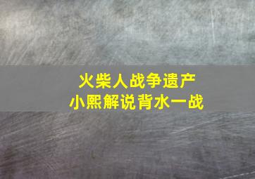 火柴人战争遗产小熙解说背水一战