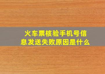 火车票核验手机号信息发送失败原因是什么