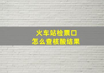 火车站检票口怎么查核酸结果