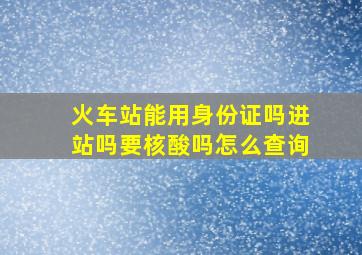 火车站能用身份证吗进站吗要核酸吗怎么查询