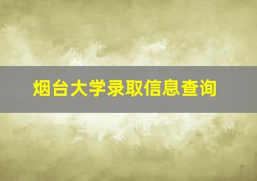 烟台大学录取信息查询