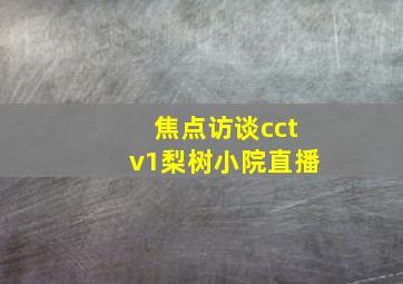 焦点访谈cctv1梨树小院直播