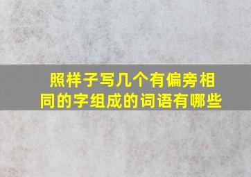 照样子写几个有偏旁相同的字组成的词语有哪些