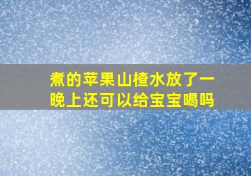 煮的苹果山楂水放了一晚上还可以给宝宝喝吗