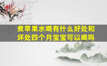 煮苹果水喝有什么好处和坏处四个月宝宝可以喝吗