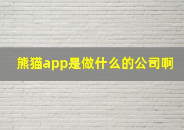 熊猫app是做什么的公司啊