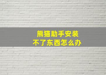 熊猫助手安装不了东西怎么办