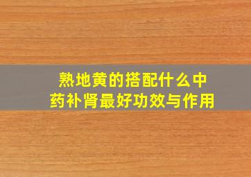 熟地黄的搭配什么中药补肾最好功效与作用