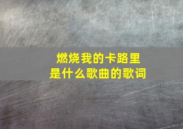 燃烧我的卡路里是什么歌曲的歌词