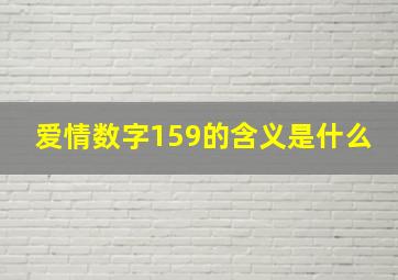 爱情数字159的含义是什么