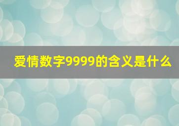 爱情数字9999的含义是什么